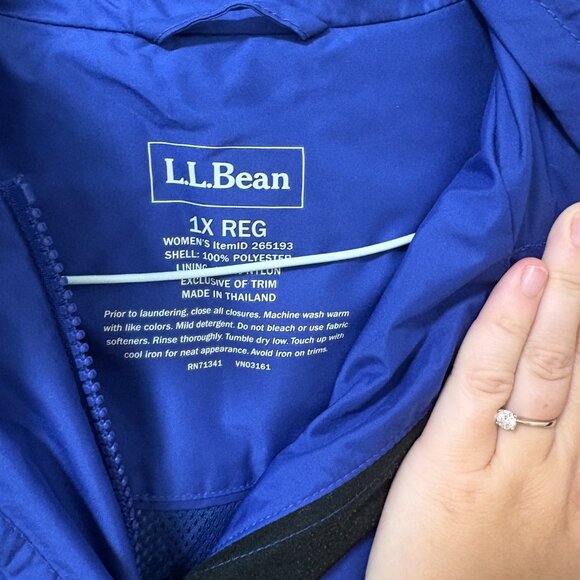 Women's L.L. Bean Rain Windbreaker Jacket Plus Size 1X Royal Blue LL Bean - Picture 4 of 15